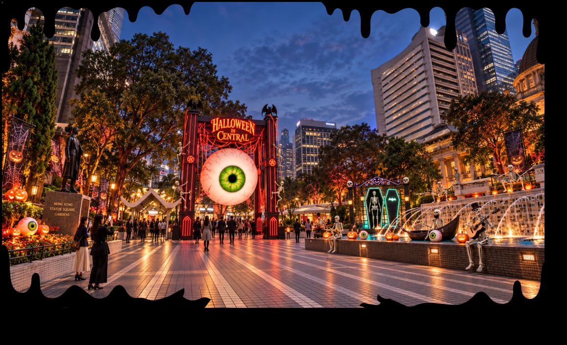 Halloween installations at Statue Square Gardens, South